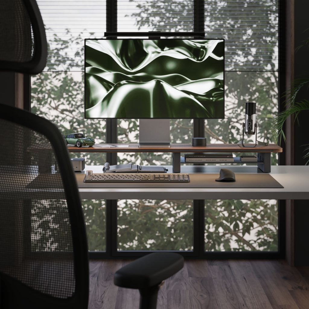 Lifestyle 3D Render of a Monitor Shelf