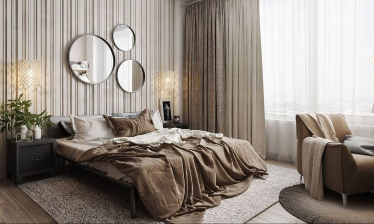 3D Visualization for a Bed in a Earth-toned Bedroom