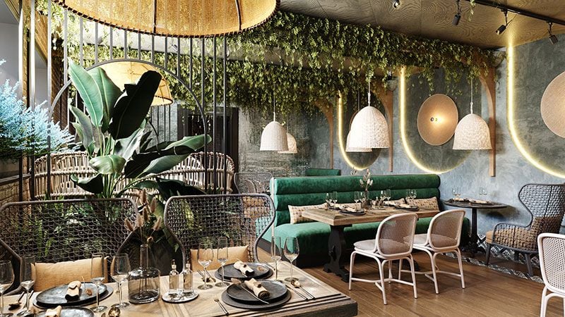 Interior Rendering for an Exotic Cafe
