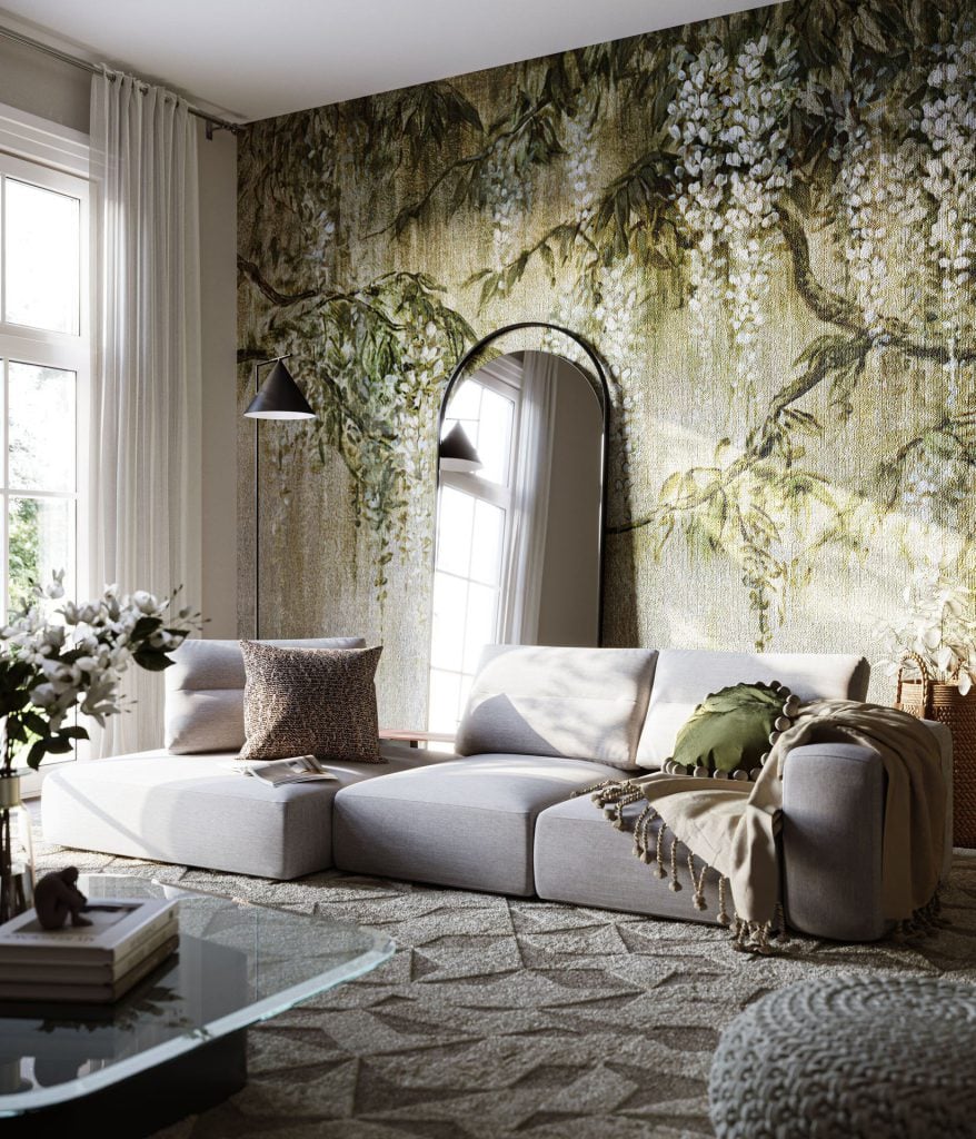 3D Interior Visualization of Modern Living Room with Realistic Furniture Rendering