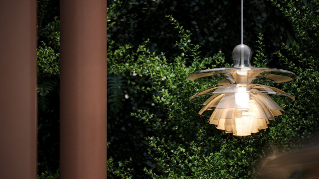 3D Product Rendering of Modern Lamp in Outdoor Setting