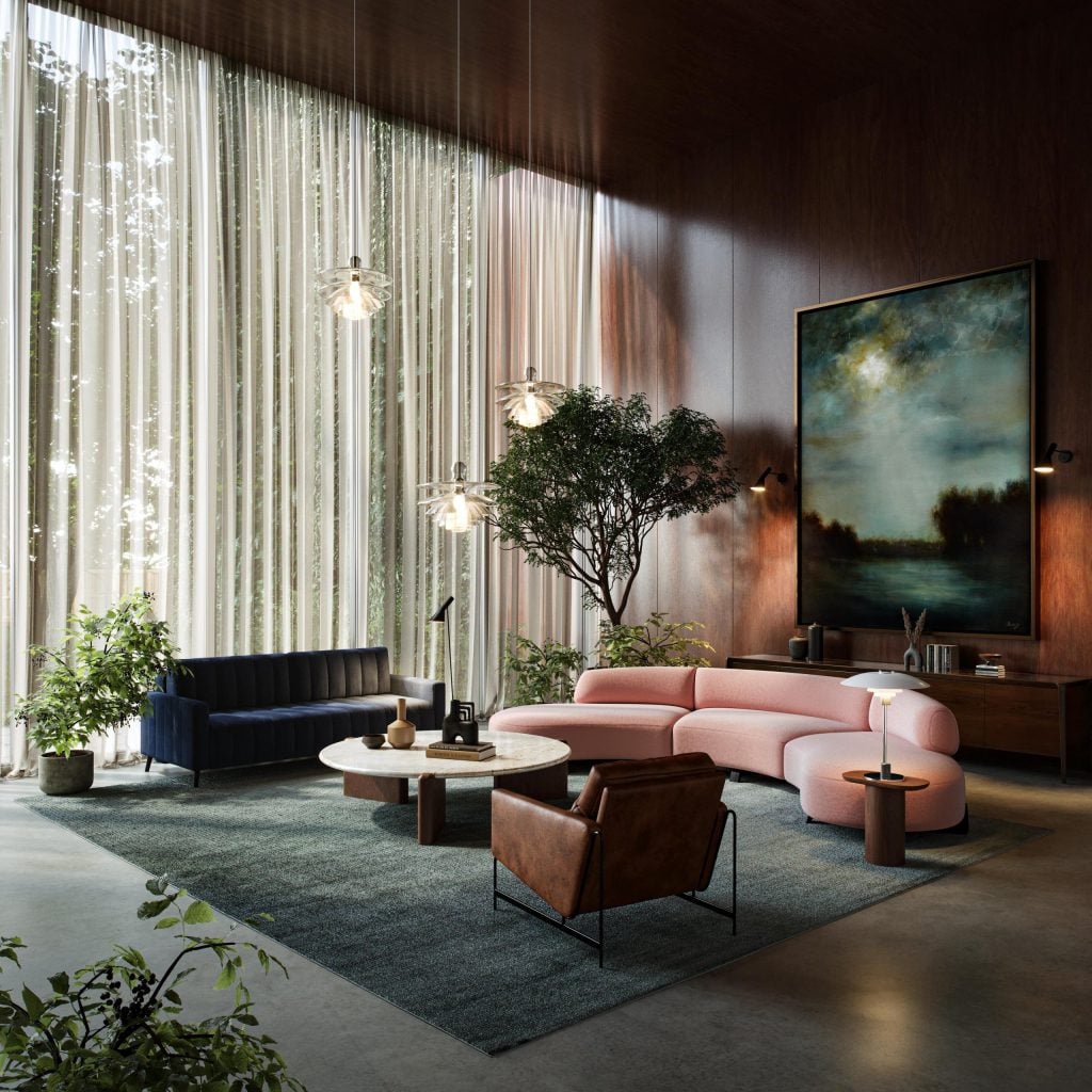 Photorealistic 3D Interior Visualization of stylish Living Room
