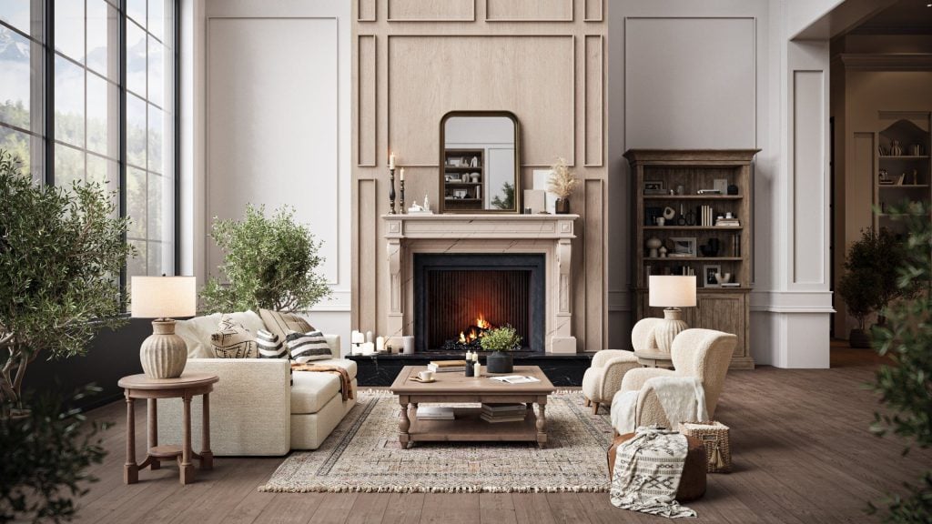Photorealistic 3D Interior Rendering of a Cozy Living Room