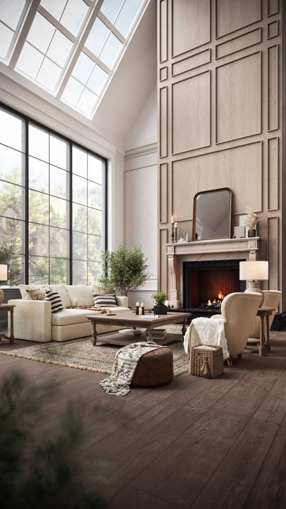 Photorealistic 3D Interior Rendering of a Cozy Living Room