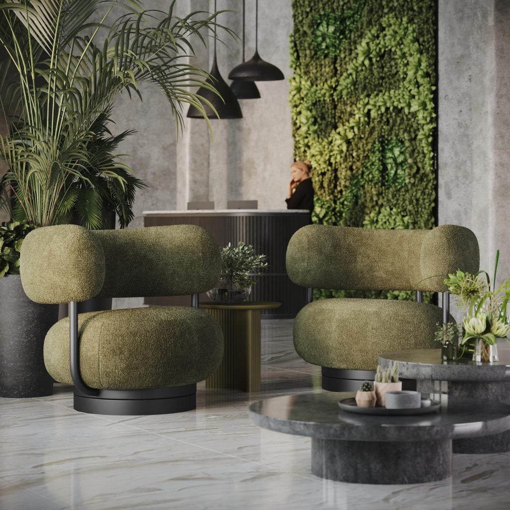 Lobby Armchairs Lifestyle 3D Rendering