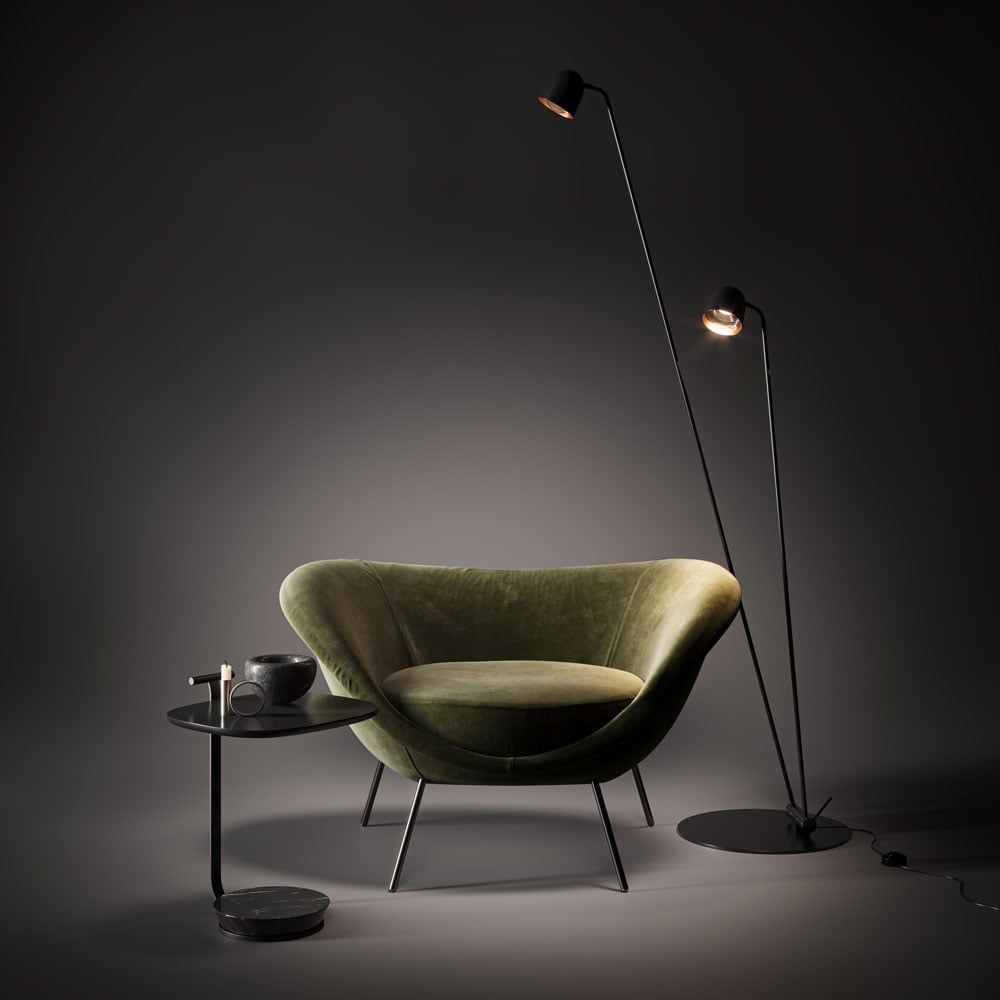 3D Furniture Rendering – stylish Chair and Lamp Scene