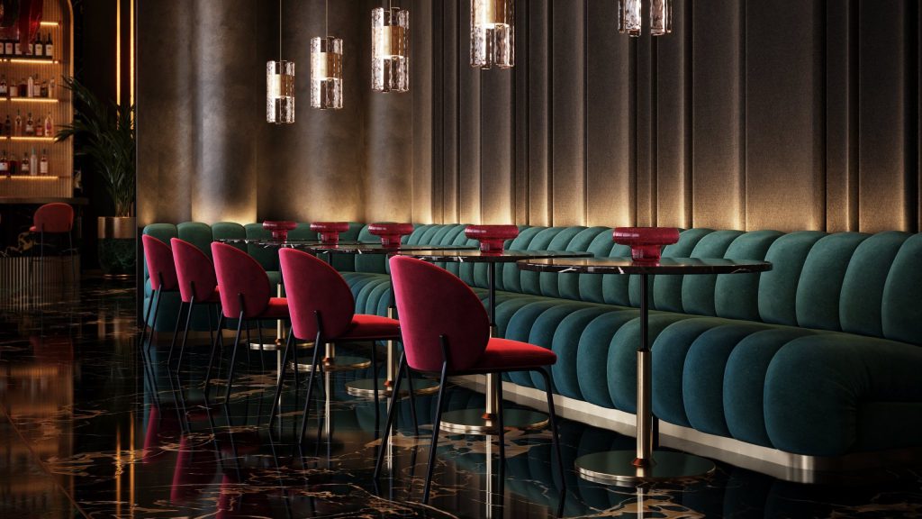 3D Interior Visualization of Modern Lounge with Bespoke Furniture