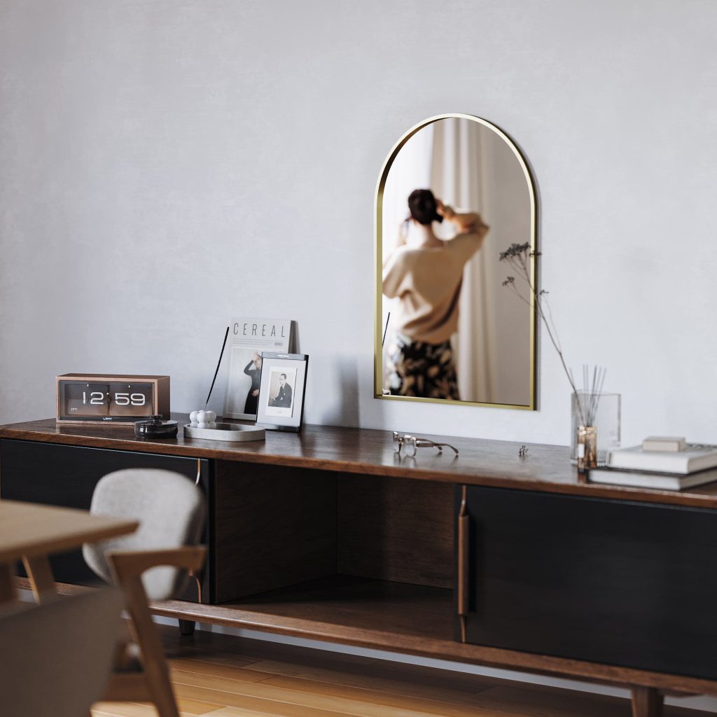 3D Interior Visualization of Modern Furniture with Mirror Reflection
