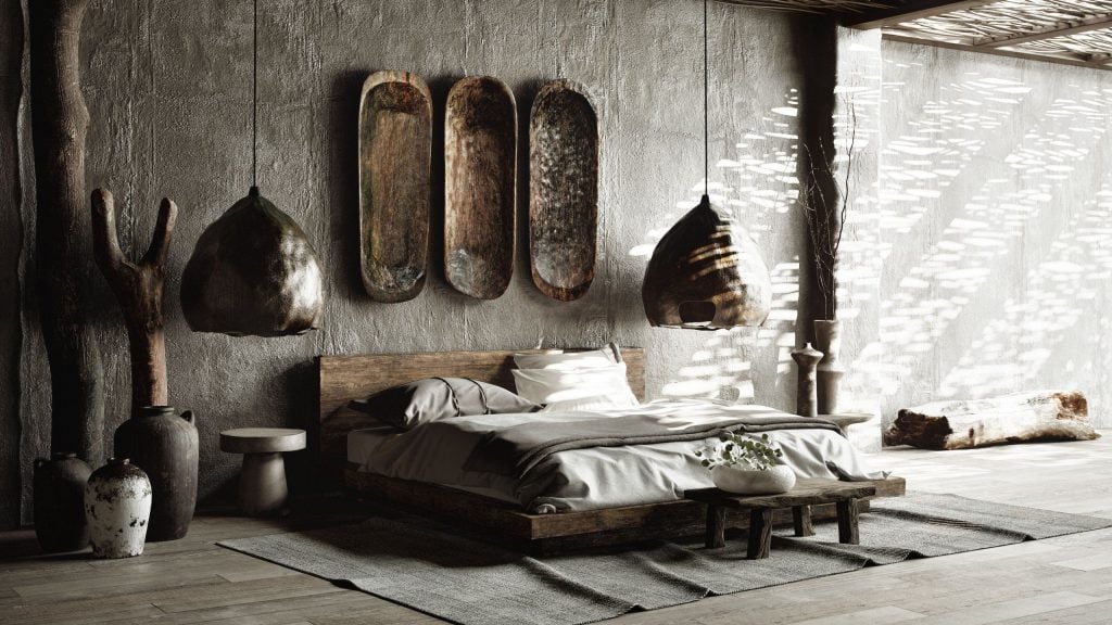 Photorealistic 3D Interior Rendering of Rustic Bedroom