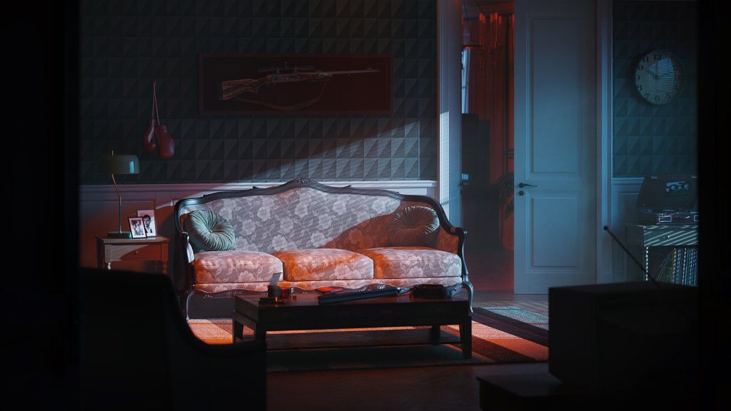 3D Interior Visualization of a Cozy Living Room with Realistic fittings Rendering