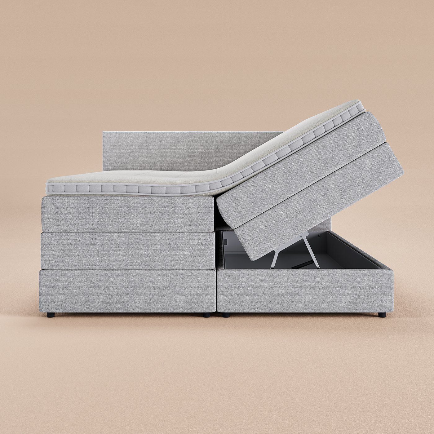 3D rendered image of an adjustable bed showcasing product visualization and product modeling