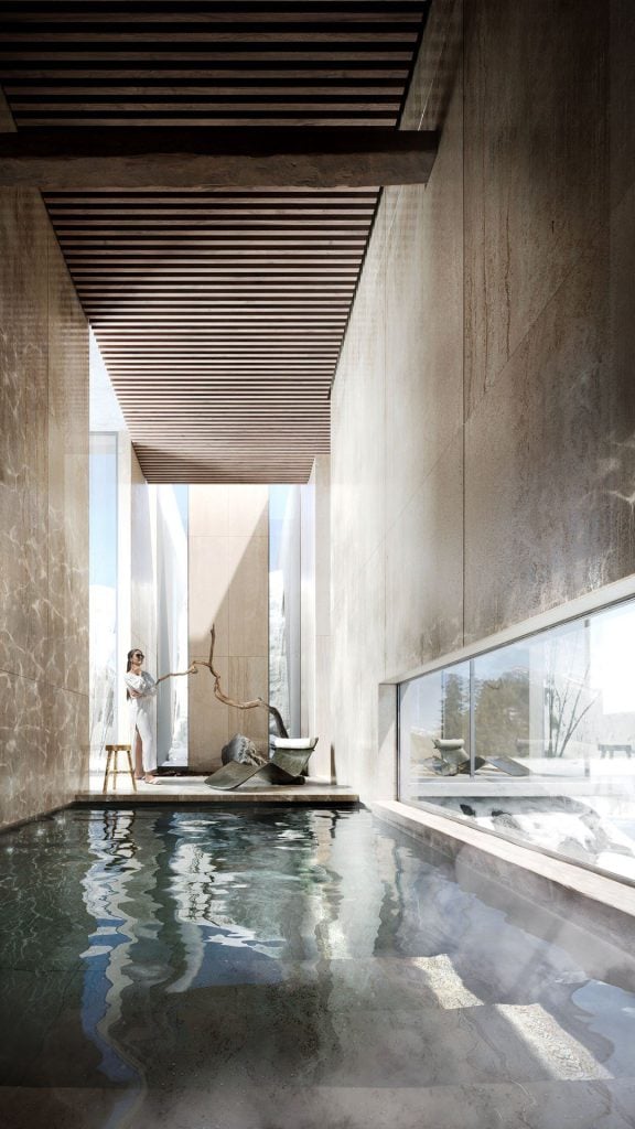3D Interior Visualization of Modern Pool Area
