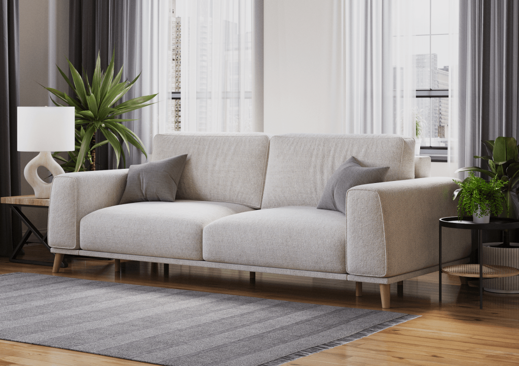 3D Interior Visualization of Modern Sofa in Living Room