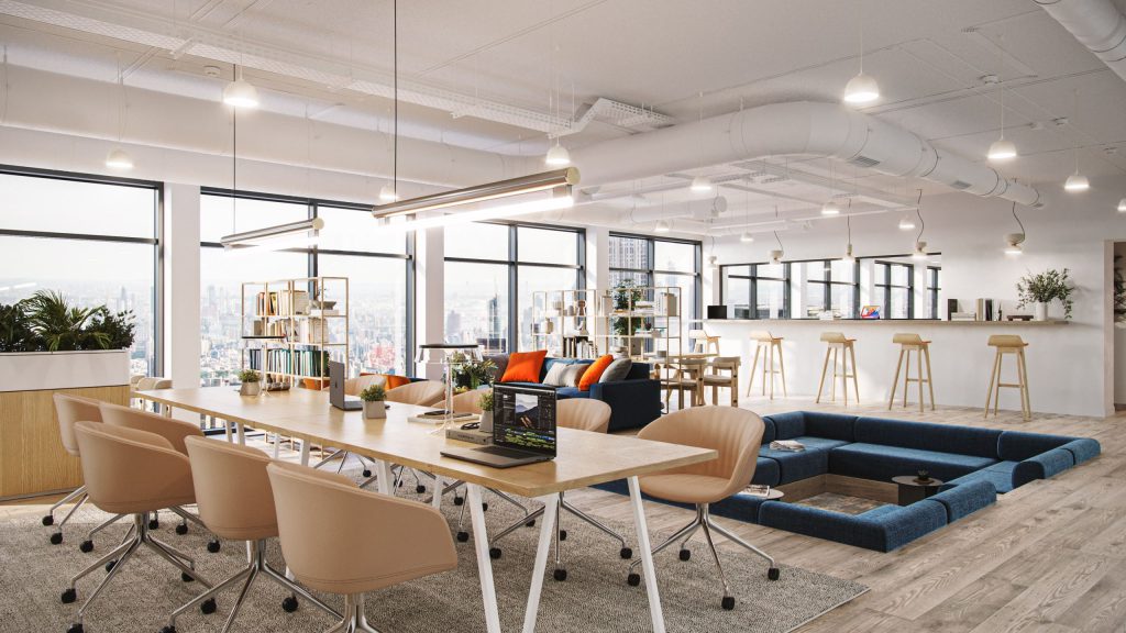 3D Interior Visualization of Modern Office Space