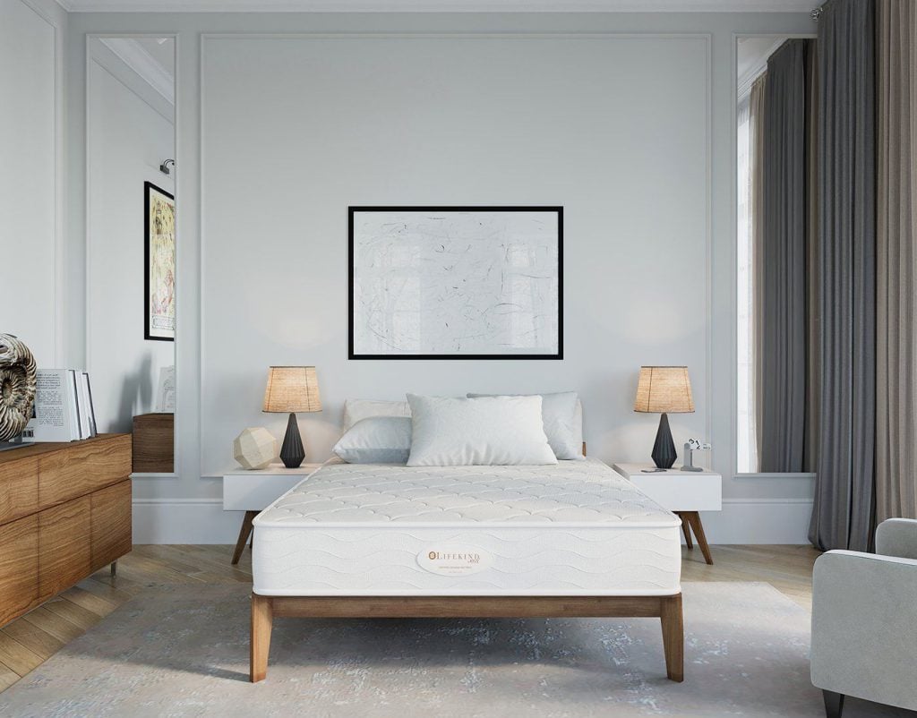 3D Interior Visualization of stylish Bedroom with Furniture Rendering