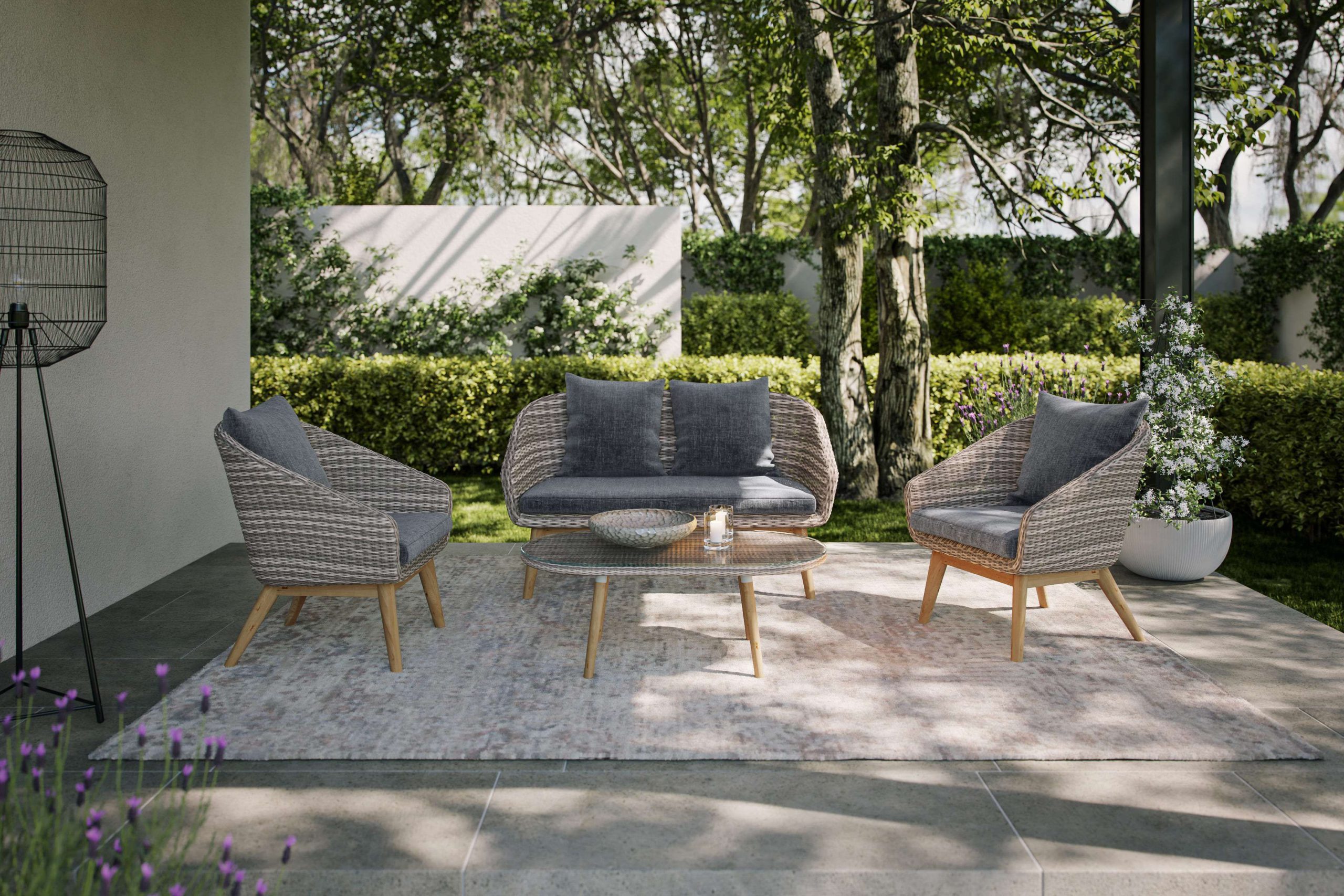 CGI of Dark Grey Outdoor Lounge Set