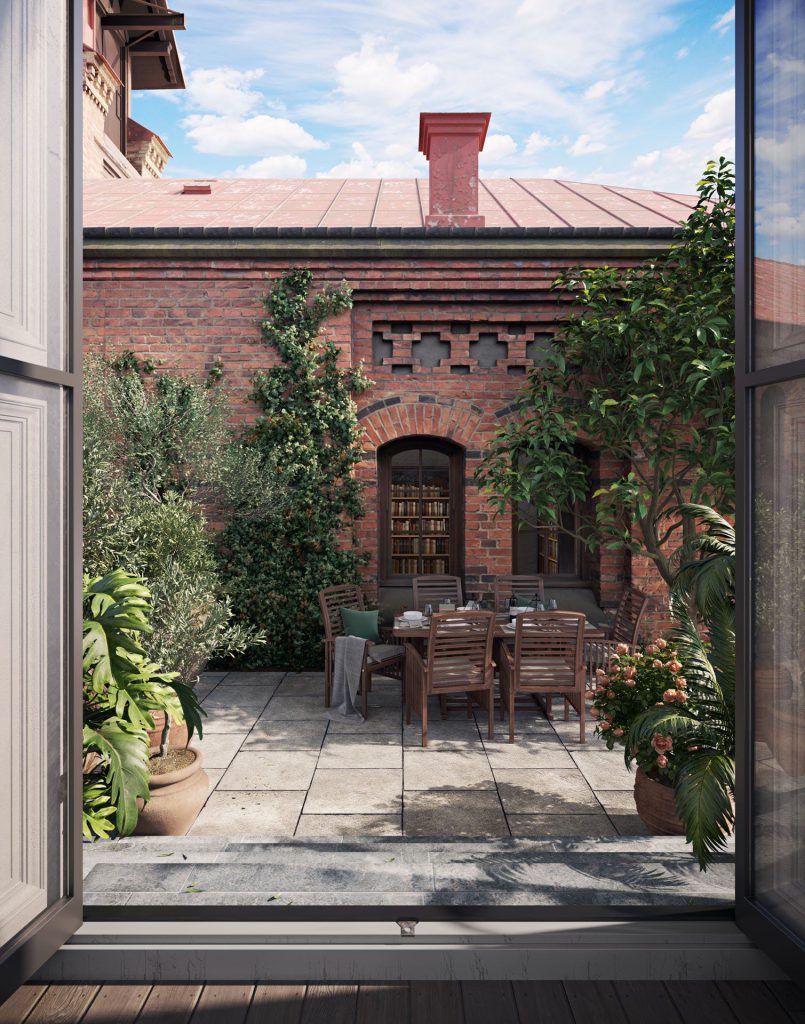 3D fittings Rendering and Visualization of Outdoor Patio Scene
