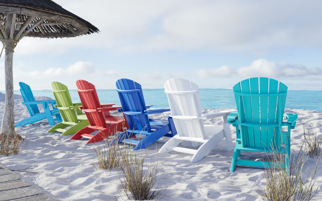 3D fittings Rendering of Colorful Beach Chairs