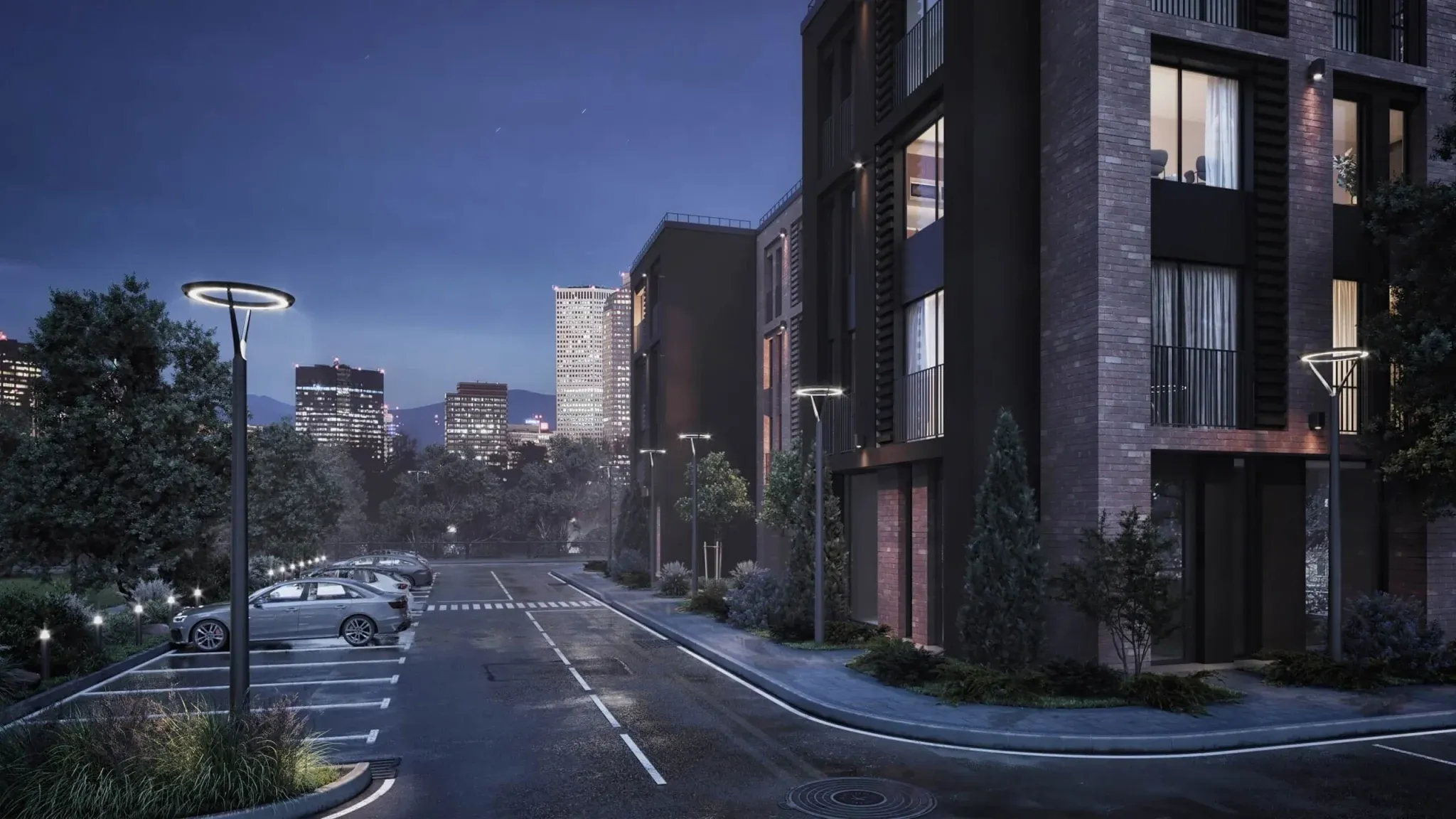 Outdoor Lights in a Photorealistic Moody Scene