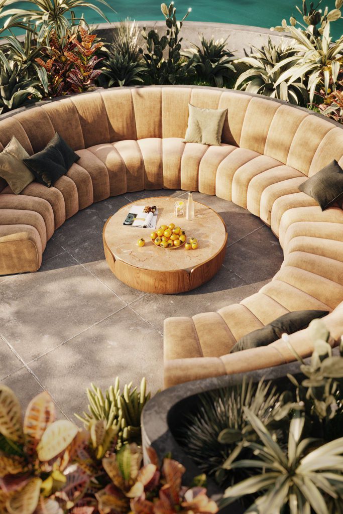 3D Furniture Rendering of Outdoor Lounge Area