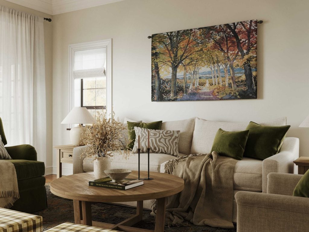 3D Render of a Tapestry in a Living Room