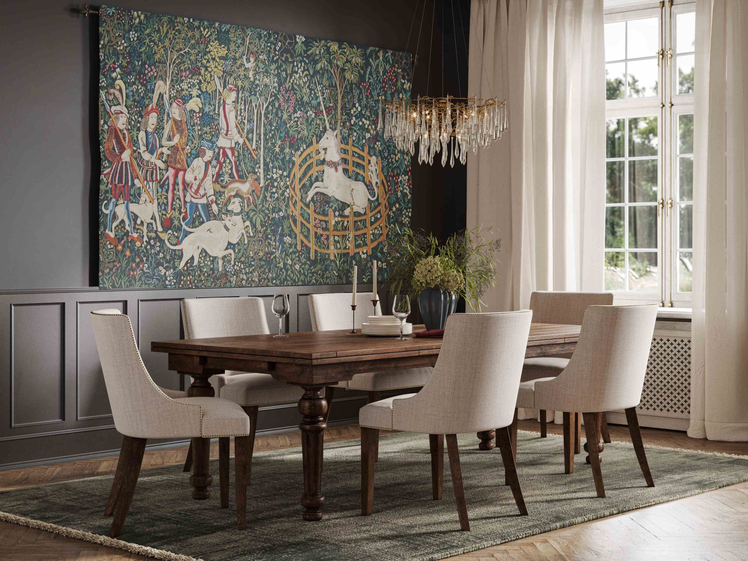 CGI of a Tapestry in a Modern Dining Room