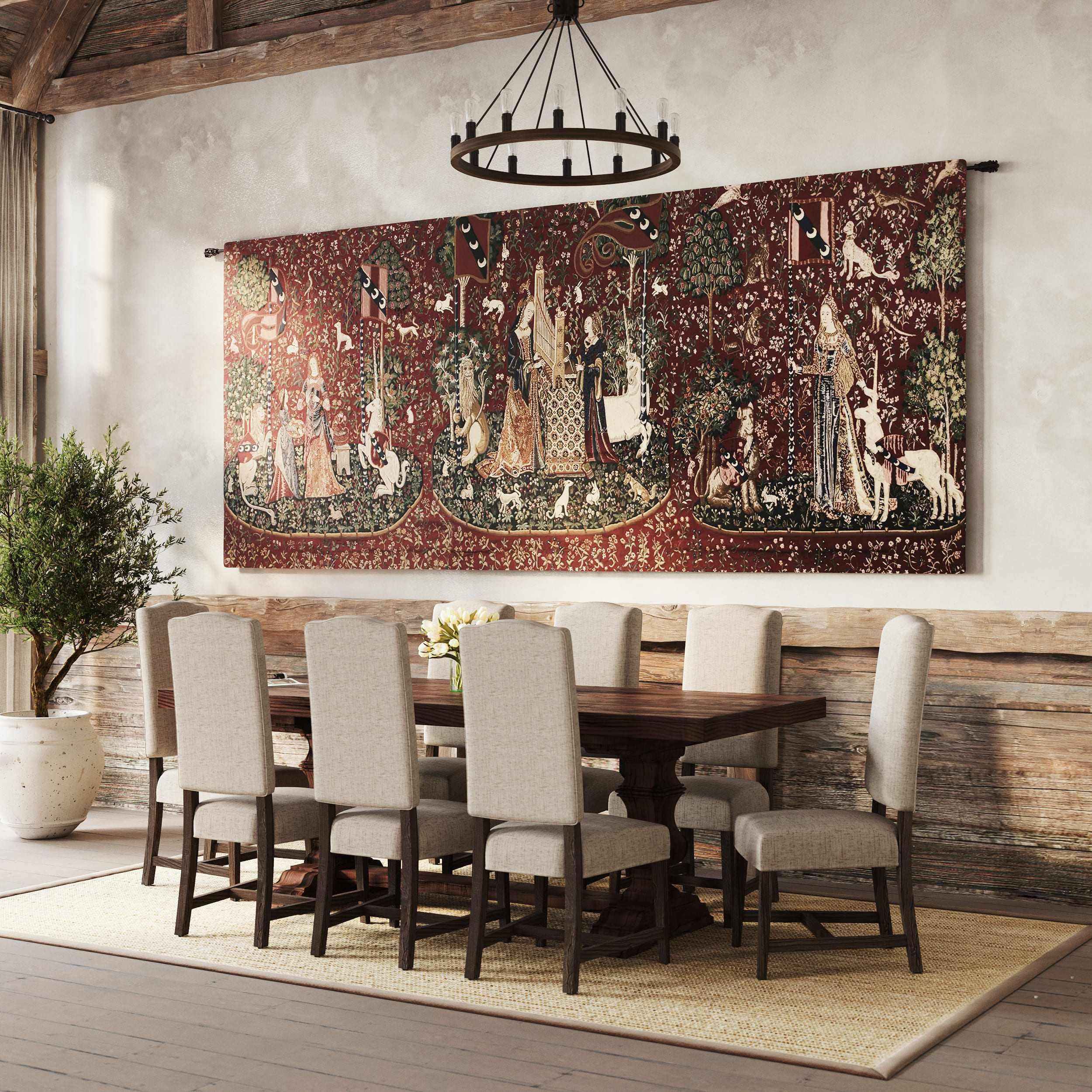 3D Rendering of a Tapestry in a Traditional Dining Room