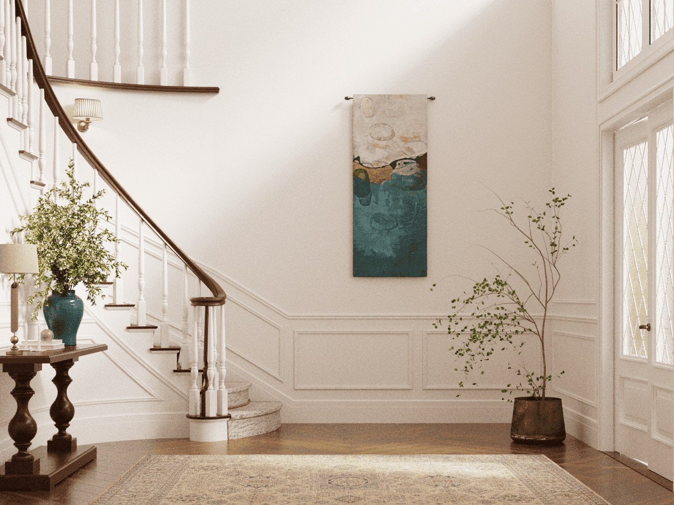 CGI of a Tapestry near the Staircase