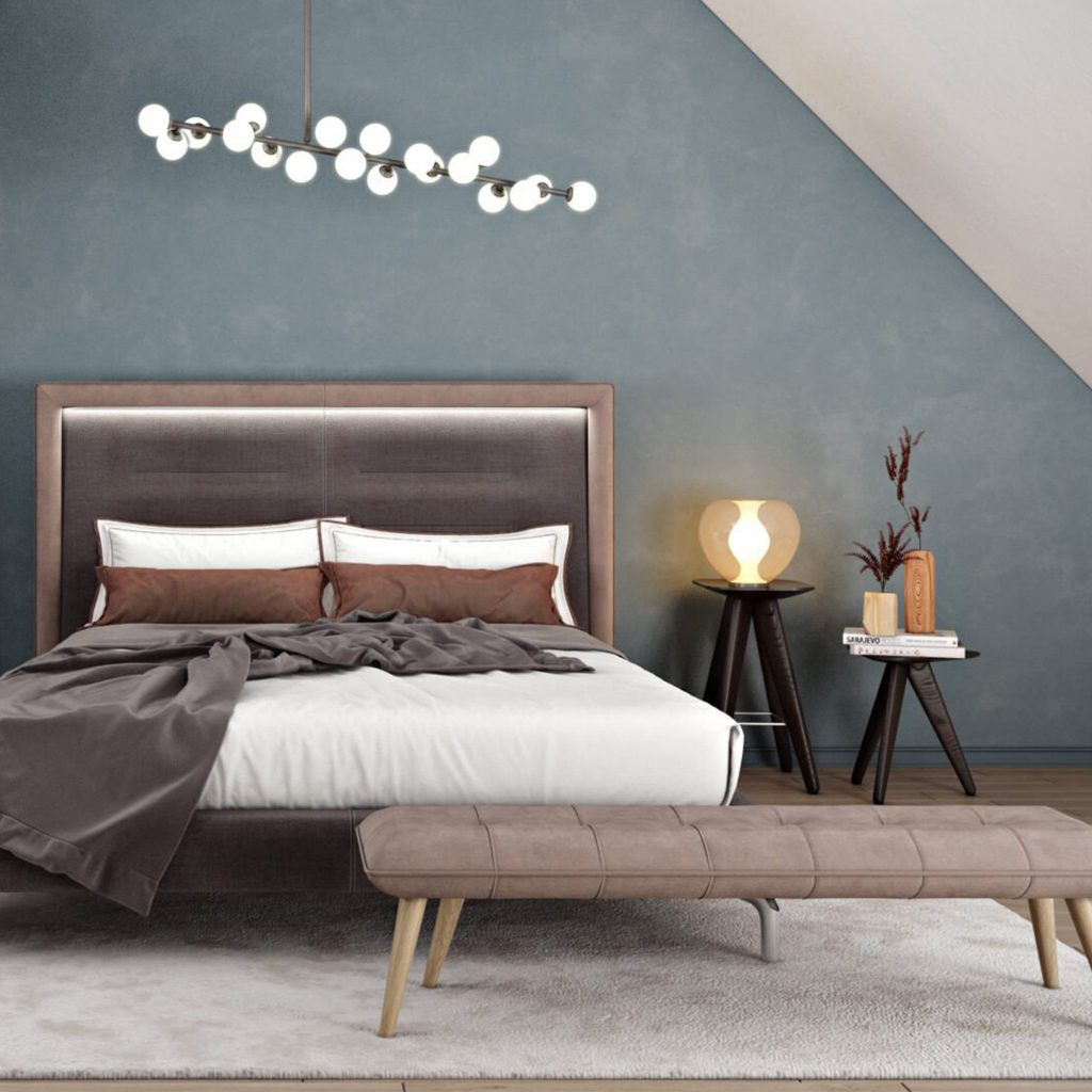 3D Interior Visualization of Modern Bedroom with 3D Rendered Furniture