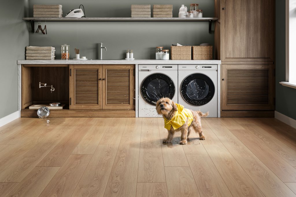 CGI of Plank Flooring in a Laundry Room