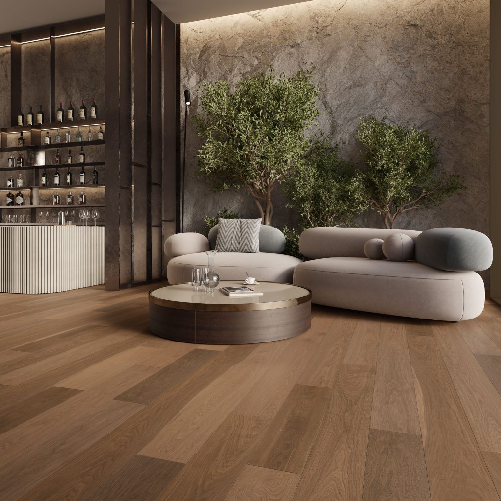 CGI of Plank Flooring in a Luxury Lounge Bar Setting