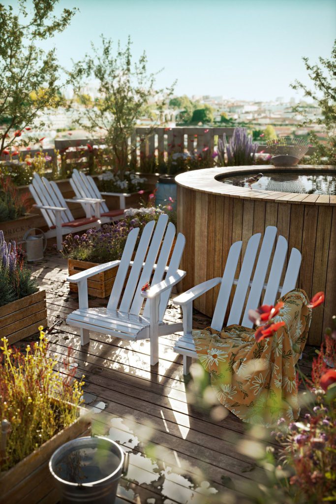 3D Furniture Rendering of Outdoor Patio Scene