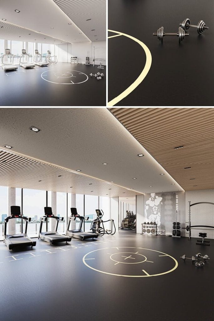 3D Interior Visualization of Modern Gym with Equipment
