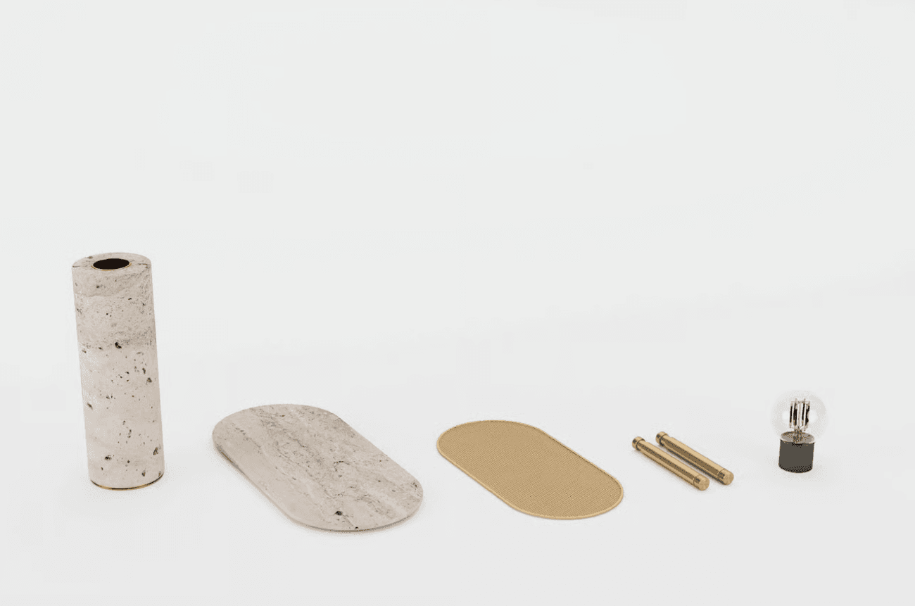 Top-down flat lay of a contemporary lamp with clean, balanced composition