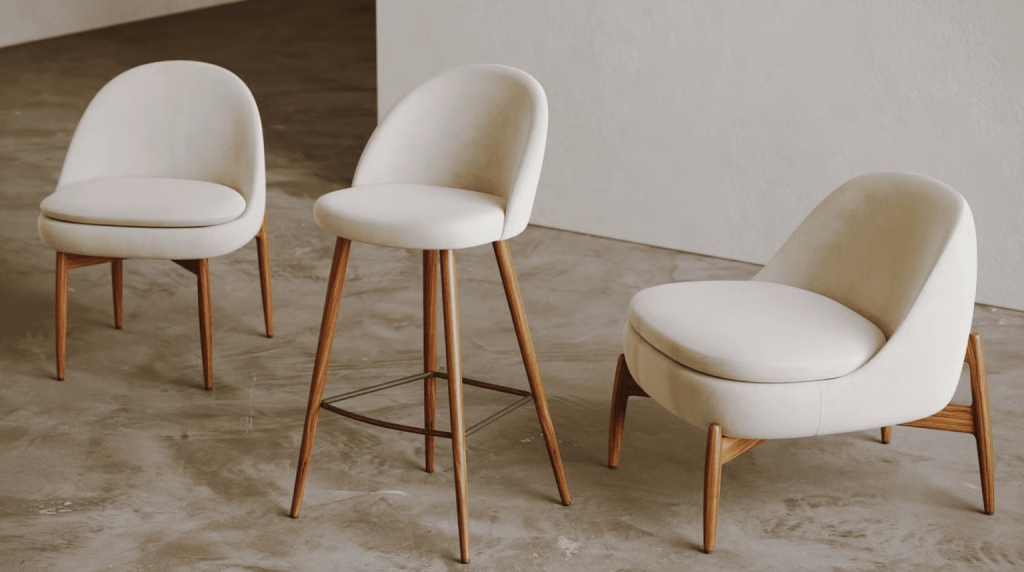 3D digital twin of chairs displayed across ecommerce channels