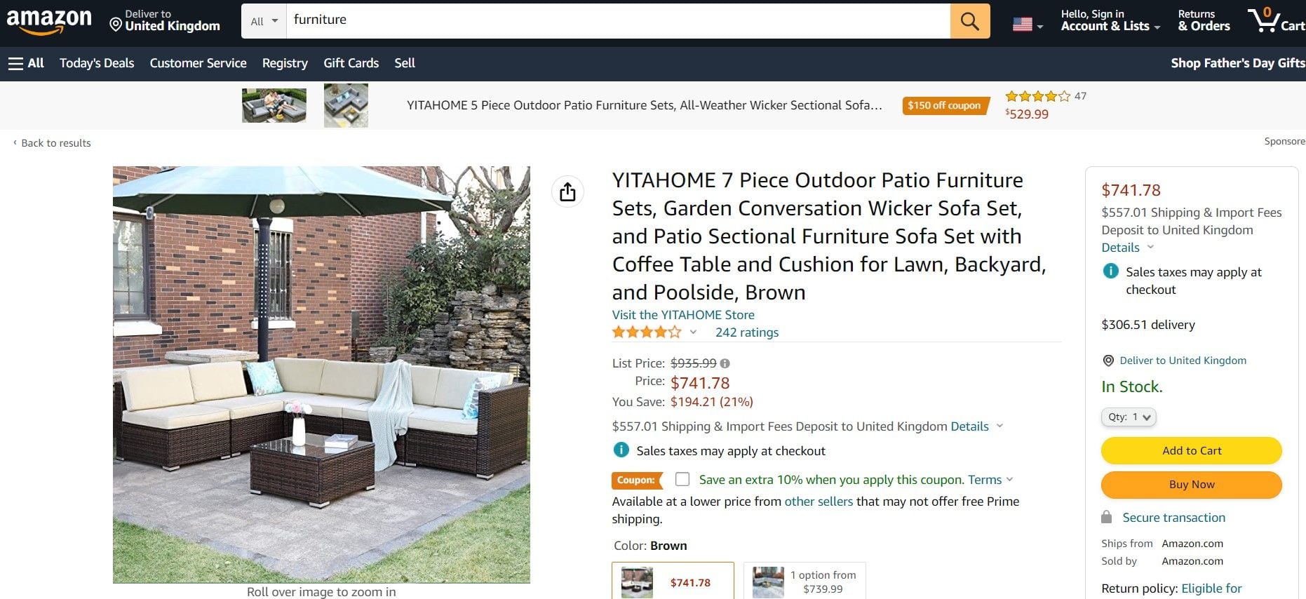 Presentation of Amazon Product Page