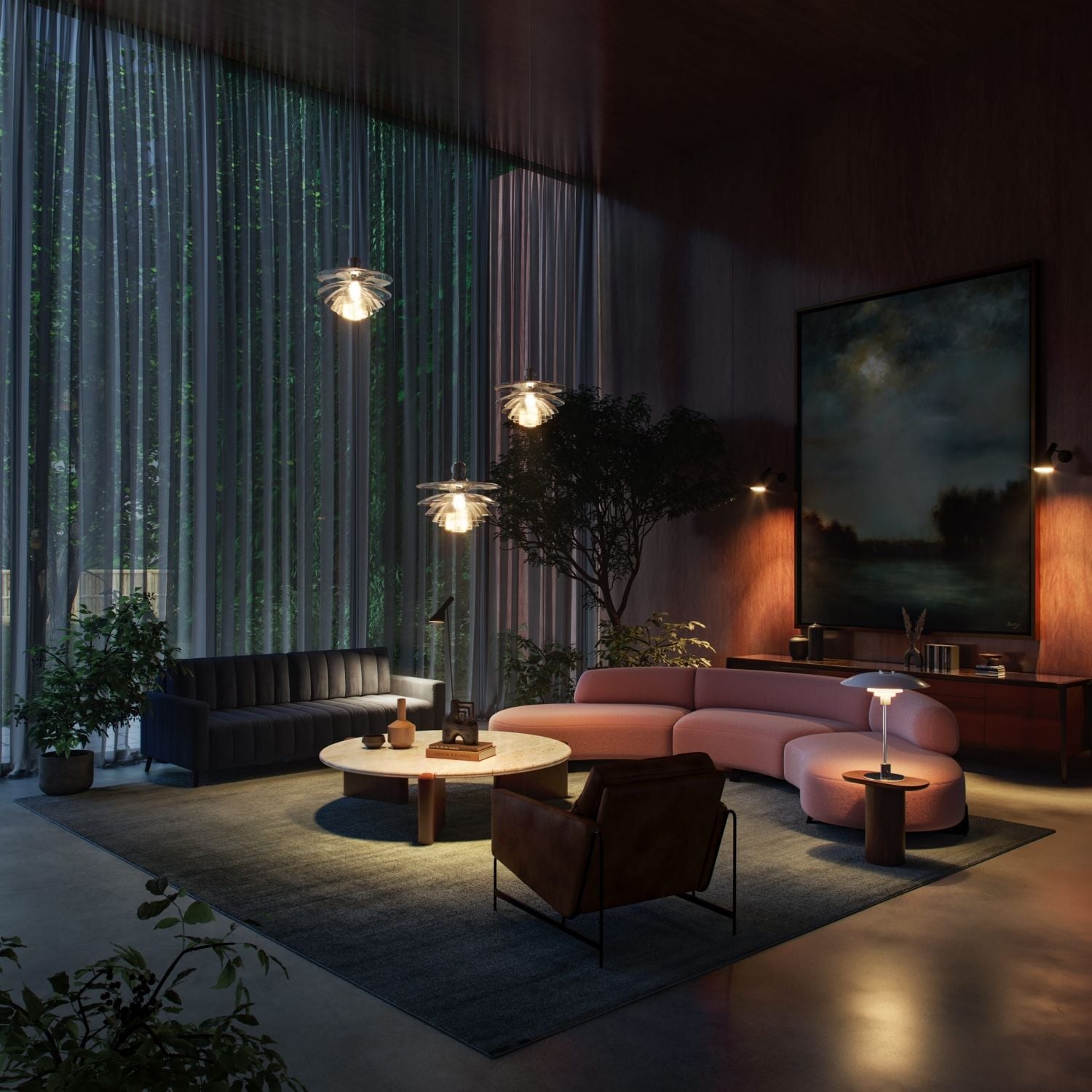 Upholstered Furniture Rendering in Artificial Light