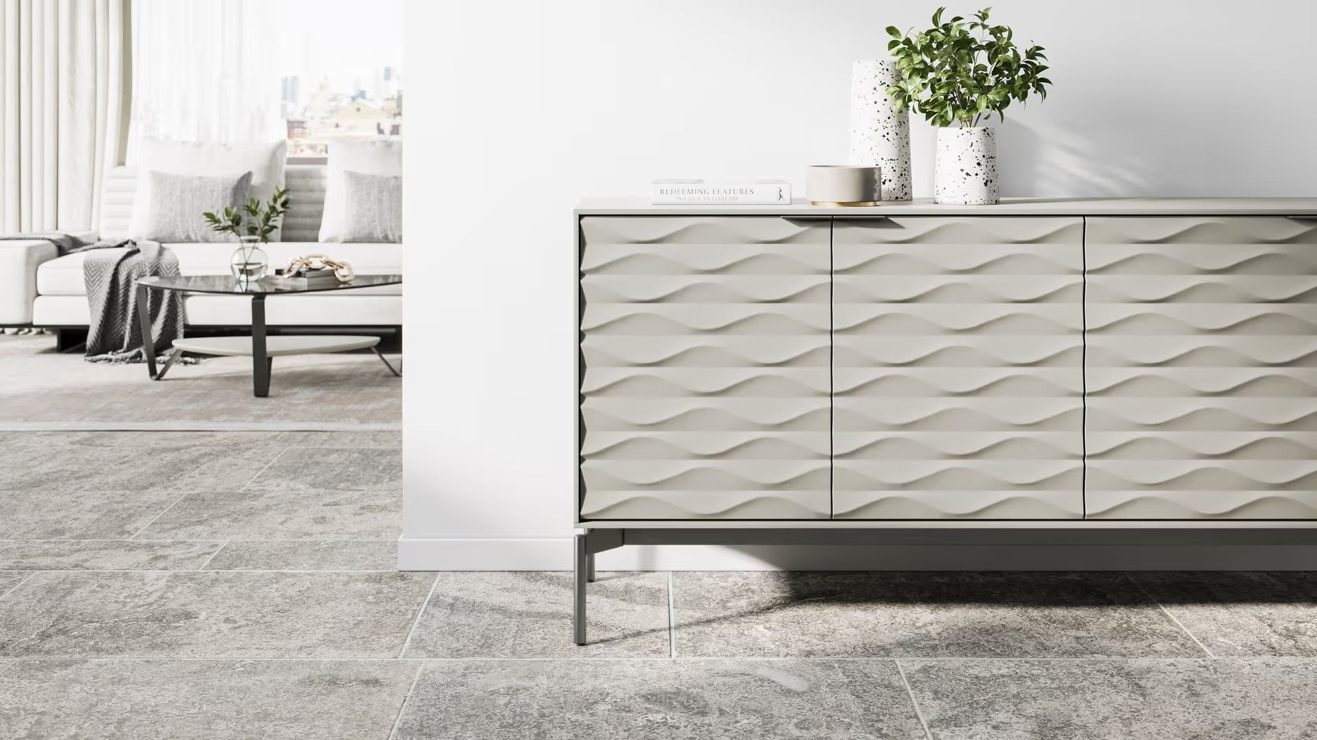 Product Rendering of a White Drawer