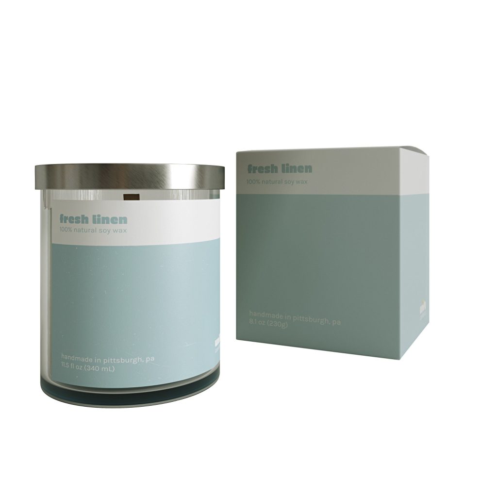 Photorealistic 3D Product Rendering of Fresh Linen Candle