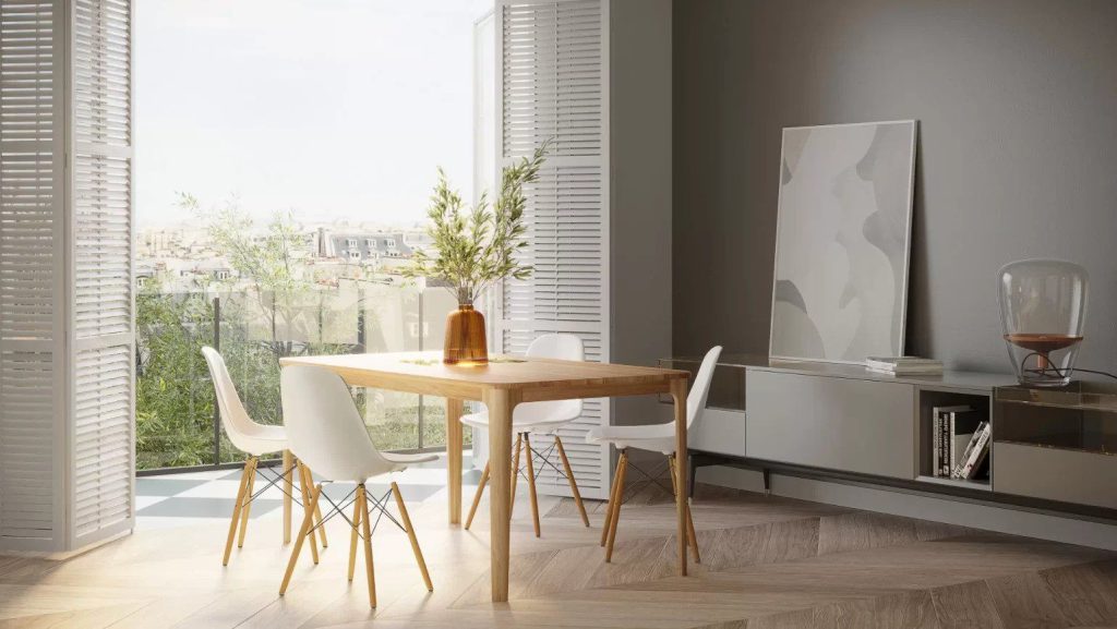 3D Interior Visualization of Modern Dining Room with 3D Furniture Rendering