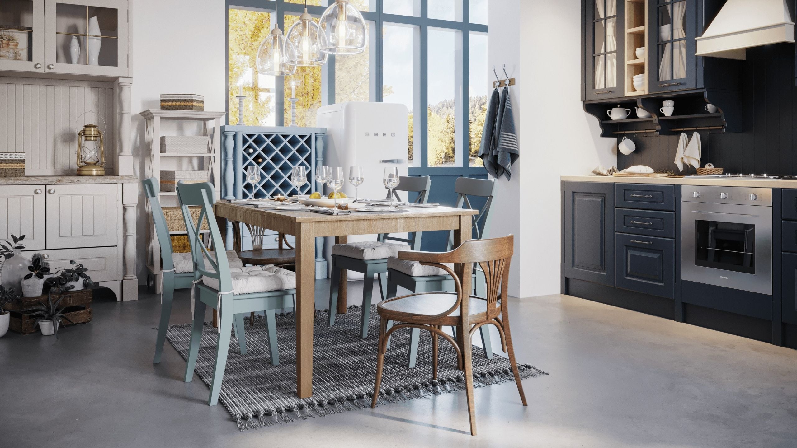3D Rendering for Chairs in a Kitchen