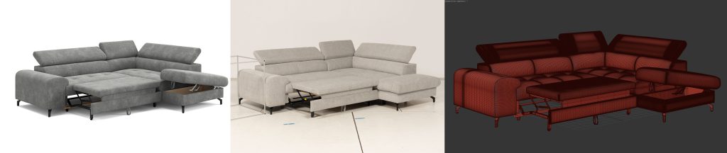 Detailed 3D Model of a Sectional Sofa