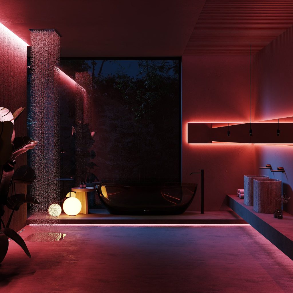 Photorealistic 3D Interior Rendering of trendy Bathroom