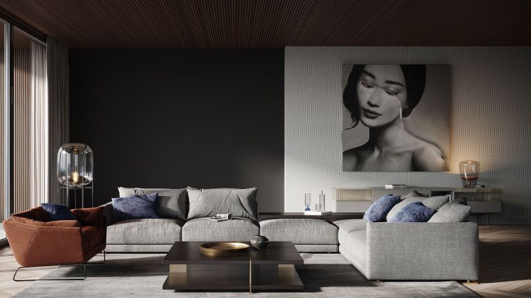 Rendering of a Modern Living Room Made with Corona 6 and 3ds Max