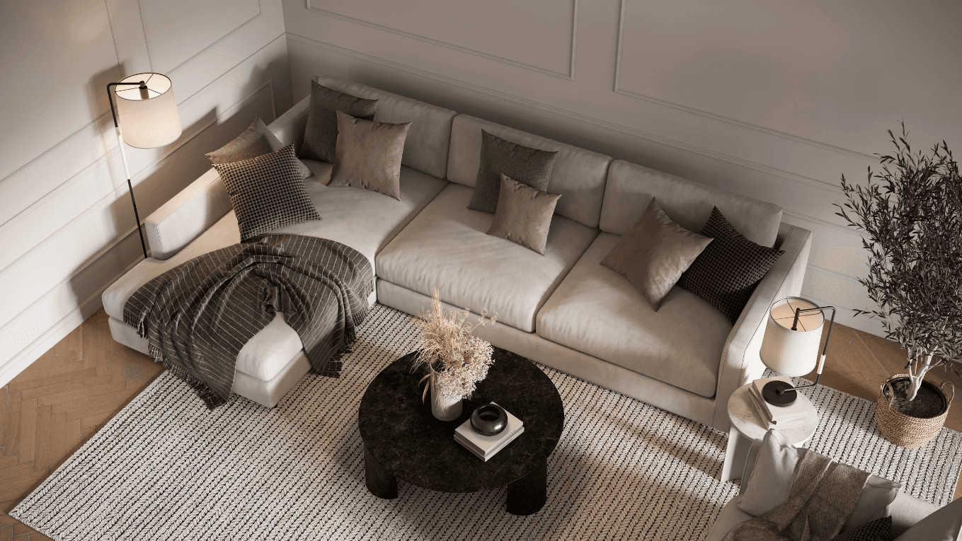 Scale Lifestyle Rendering for Living Room Furniture
