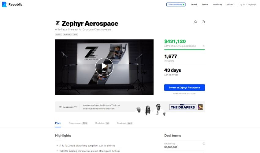 3D product rendering of Zephyr Aerospace airline seat showcasing photorealistic CGI and custom 3D modeling