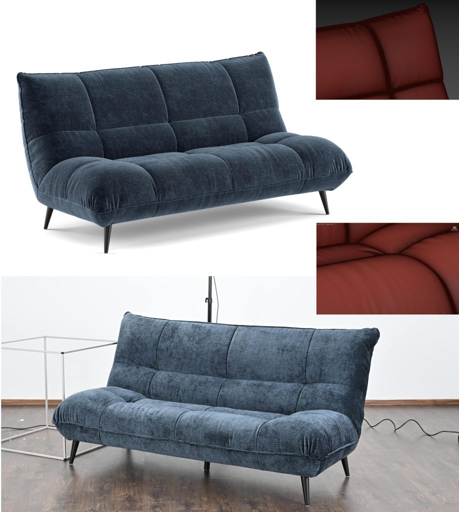 3D Furniture Modeling and Rendering of a Modern Sofa
