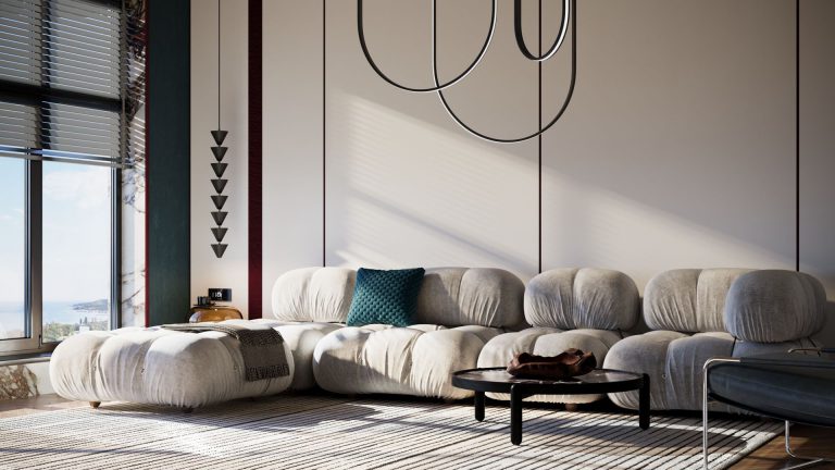 3D Model for Soft Grey Corner Sofa