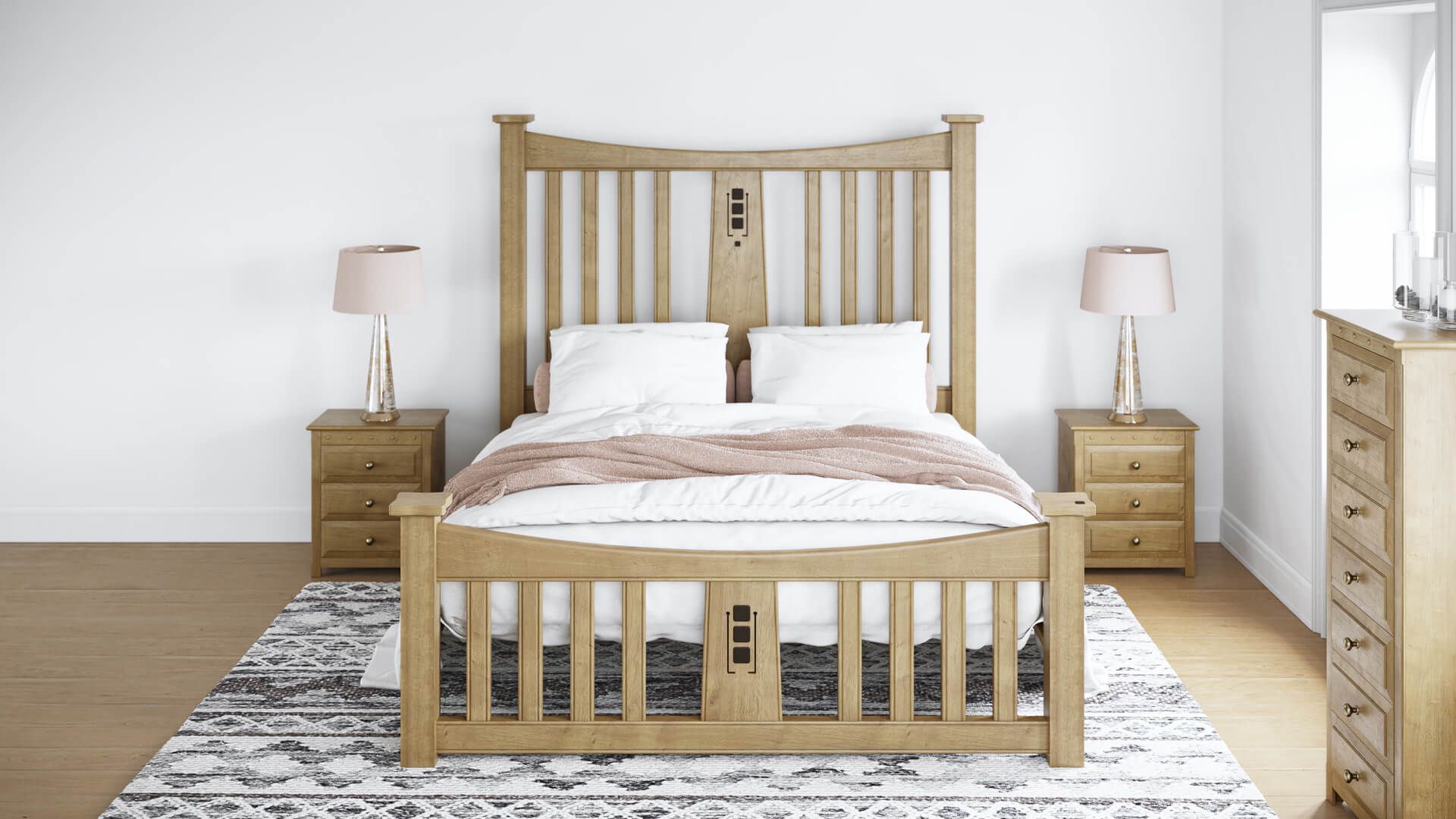 Photorealistic Wooden Bedroom Furniture Lifestyle CGI