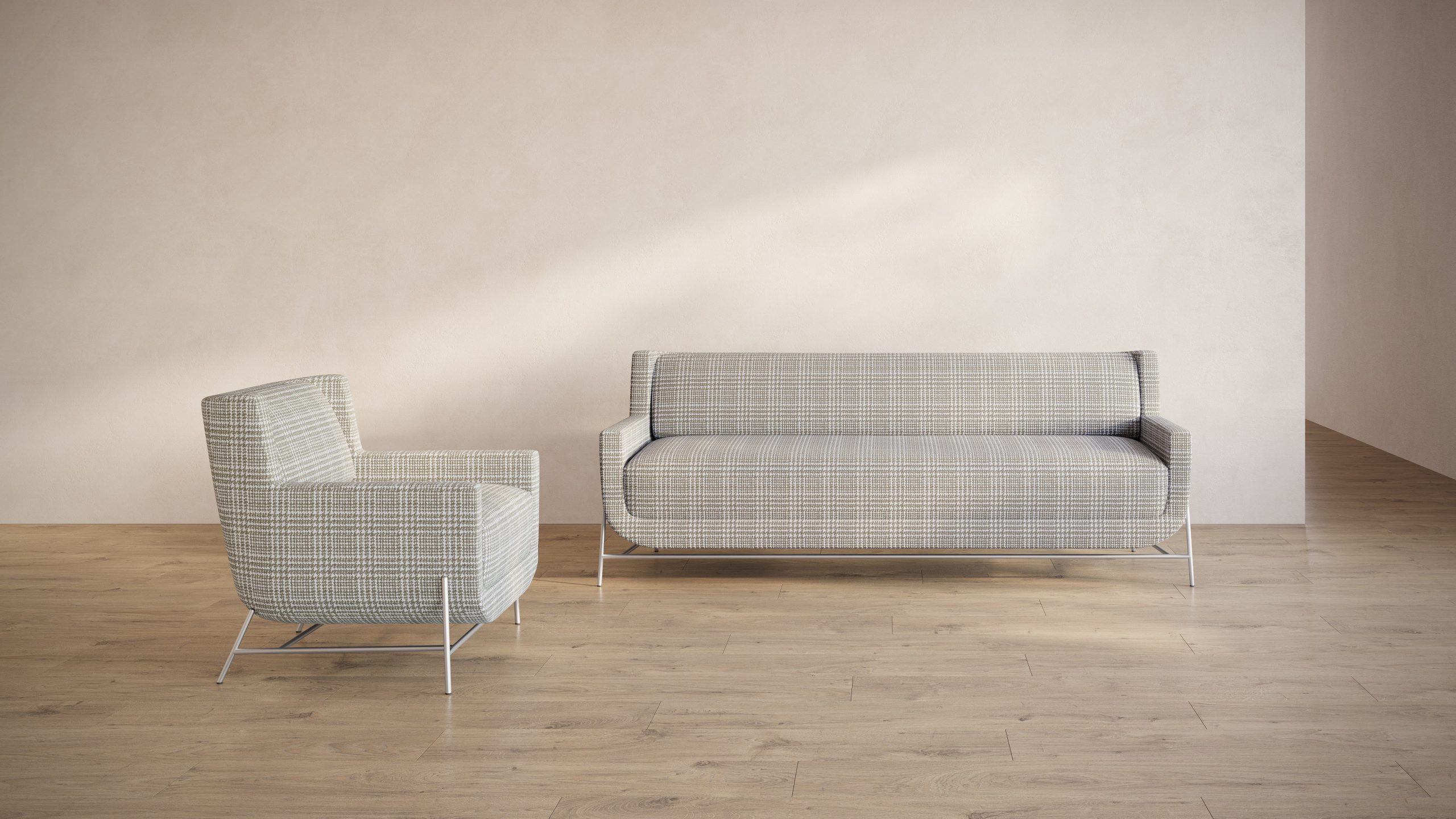 Beige Checkered Sofa Texture